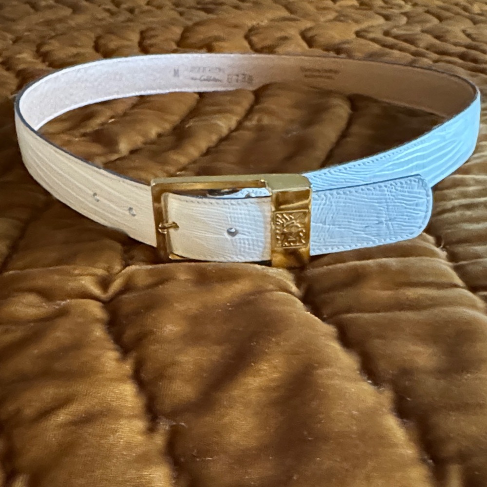 Anne Klein White Belt with Gold Buckle